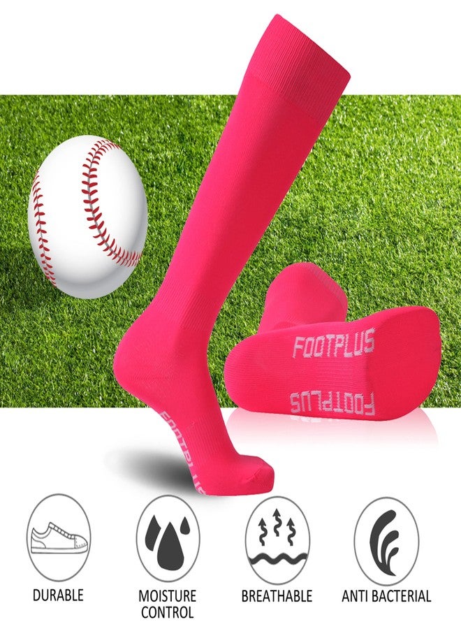 FOOTPLUS Neon Pink Womens Breast Cancer Volleyball Softball Socks for Women 10-13,Knee High Team Sports Volleyball Softball Soccer Baseball Homecoming Socks for Back to School,2 Pairs,Large - Image 5