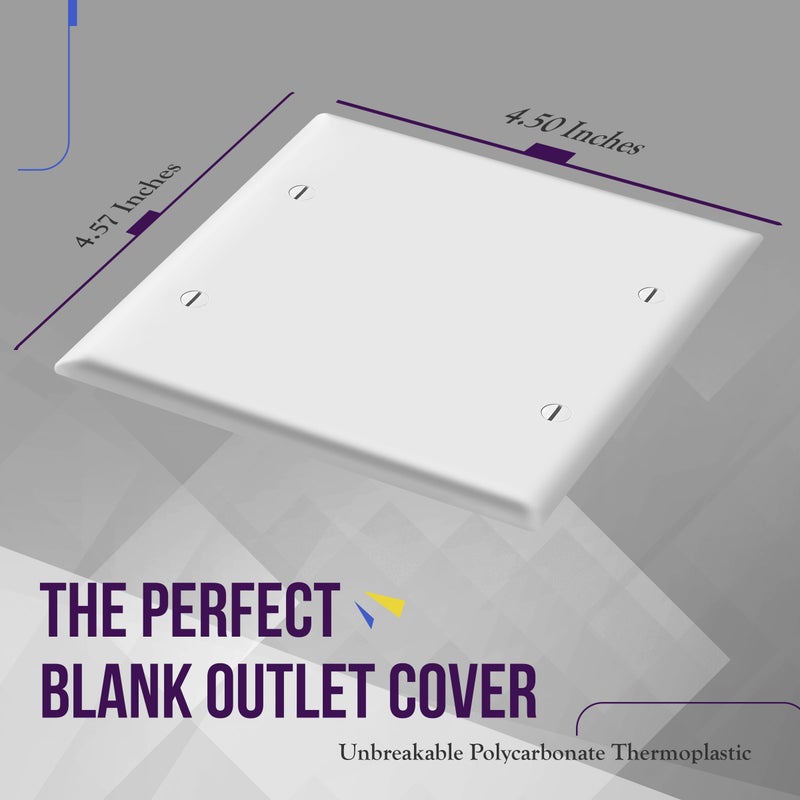 ENERLITES Double Blank Device Wall Plate, Gloss Finish, Standard Size 2-Gang 4.50" x 4.57", Polycarbonate Thermoplastic, 8802-W, White - Image 2