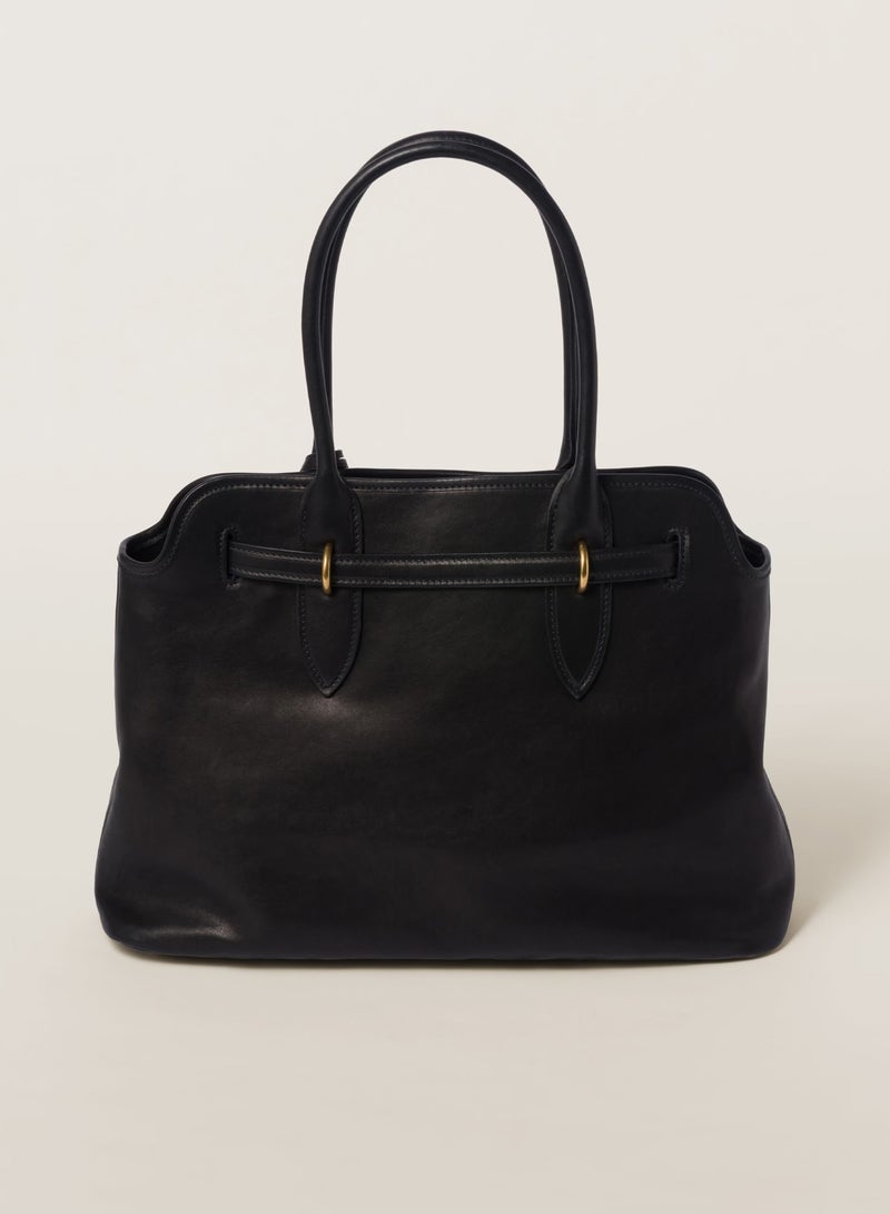 Miu Miu Miu Aventure Nappa Leather Bag,  Women's Tote Bag, Women's Shoulder Bag, Women's Hand Bag, Women's Cross Body Bag, Women's Travel Bag, Black-40cm - Image 4