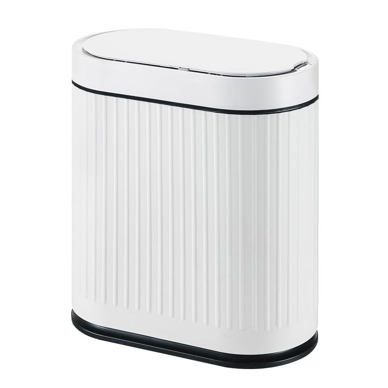 SYNCVIBE Bathroom Sensor Trash Can with Lid Automatic 2 Gallon Smart Garbage Can Bathroom Decor, 7.5 Liter Small Trash Bin, Motion Sensor Waterproof Wastebasket for Office, Bedroom, White Black - Image 1