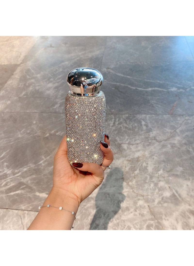 Thermos Cup Rhinestone Diamond 304 Stainless Steel Cup High Color Value Teachers Day Gift Water Cup Portable Internet Celebrated Explosions White