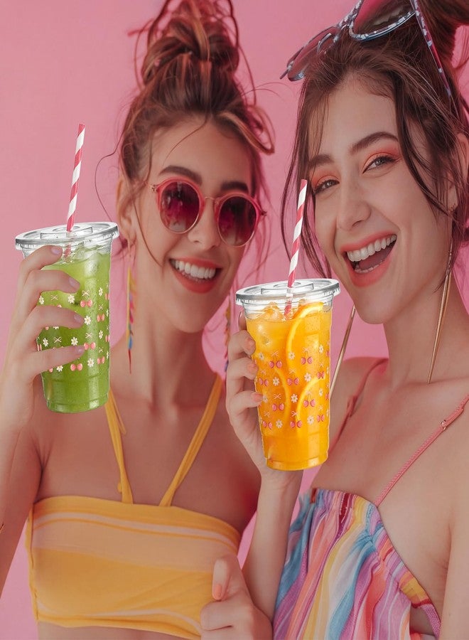 FillTouch مجموعة فيل تاتش من 100 كوب بلاستيكي وردي اللون مزين بفيونكة الكرز، سعة 16 أونصة، مع أغطية وماصات، أكواب بلاستيكية شفافة للاستخدام مرة واحدة مزينة بزهرة الأقحوان، مثالية لحفلات عيد الحب وأعياد الميلاد وحفلات الزفاف ذات الطابع الوردي الكرزي. - Image 5