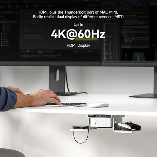 Minisopuru All Aluminum Mac mini M4 Dock Under Desk and Wall Mount, Mac mini M4 Vesa Mount with 4K@60Hz HDMI,8TB M.2 NVMe SSD Enclosure,10Gbps Data,Mac mini M4 Accessories for Mac mini M4/M4 Pro 2024 - Image 3