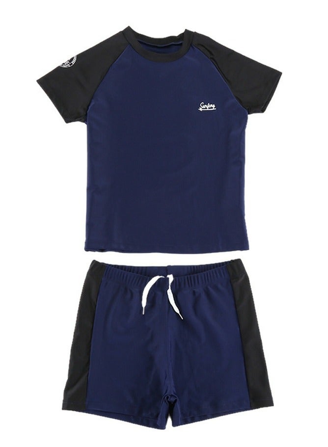Loquat Boys Quick Dry Split Swimsuits Set Short Sleeve Swim Shirts ,Swim Trunks 2 Piece Swim Set - Image 1