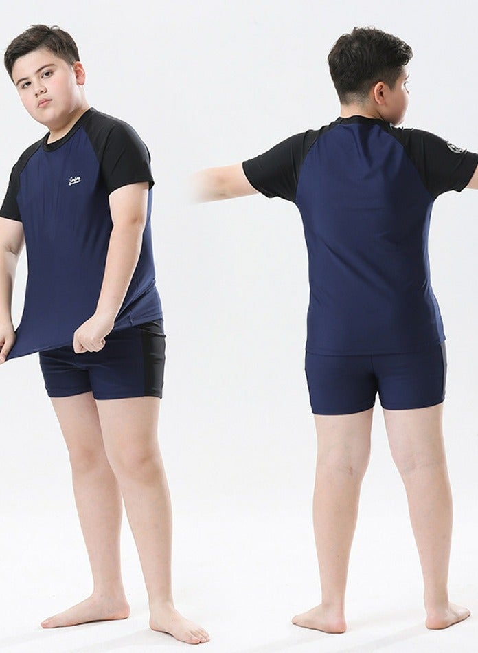 Loquat Boys Quick Dry Split Swimsuits Set Short Sleeve Swim Shirts ,Swim Trunks 2 Piece Swim Set - Image 4