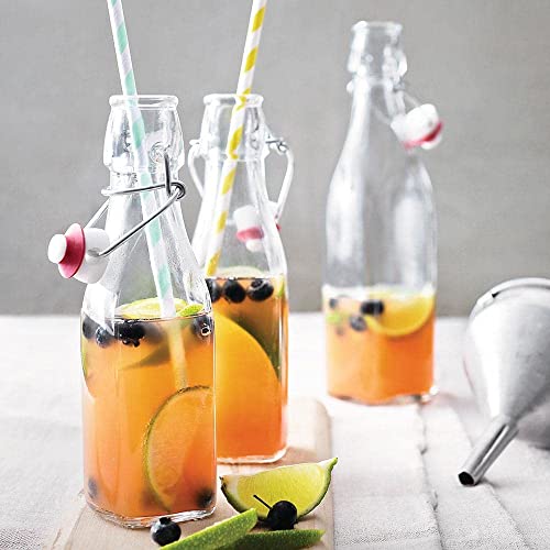 Plenaro Square Glass Bottles 250ml with Airtight Flip Cap - Pack of 6 - Reusable Leak-Proof Glass Bottle for Water, Juice, Oil, Vinegar, Kombucha & Beverages - BPA-Free Dishwasher Safe Storage Bottles - Image 3