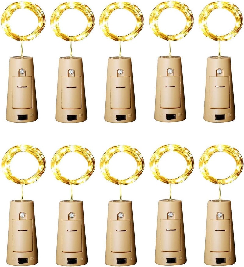 PARTISH Multi Color Bottle Cork Lights for Diwali Decoration (Pack of 10) | String Lights Waterproof Battery Operated for Jar Party Wedding Christmas Festival Bar Decoration (Multi) - Image 1