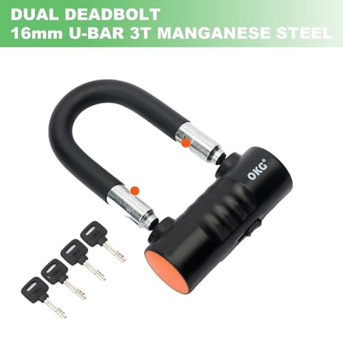 OKG Small U Lock - 4 Keys, Heavy Duty 18mm Hardened Alloy Steel Shackle - Anti-Cut/Anti-Pry Security Chain Lock for Motorcycle, E-Bike, Trailer (No Security Chain) - Image 3