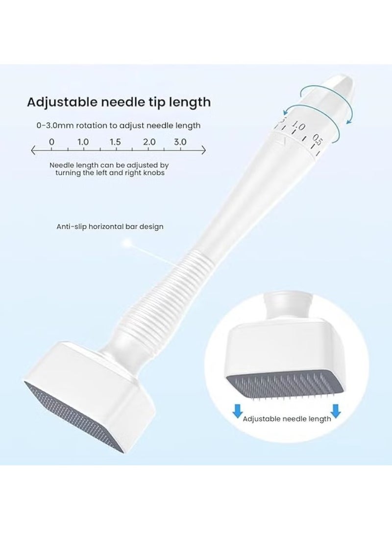 جهاز ديرما ستامب قابل للتعديل من التيتانيوم بتقنية الوخز بالإبر الدقيقة، 140 إبرة، أداة احترافية للعناية بالبشرة والشعر واللحية للرجال والنساء - يدعم نمو الوجه واللحية والشعر، طول الإبرة قابل للتعديل من 0 إلى 0.3 مم - Image 4