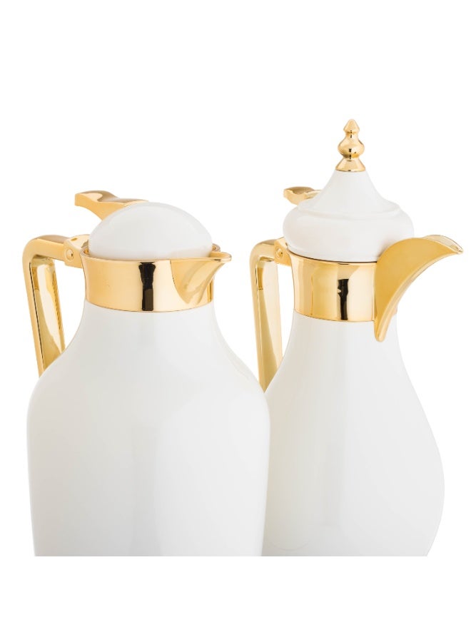 ALASKA Al Joud Thermos Set for Tea and Coffee with an Elegant Design in White With Gold - Image 2