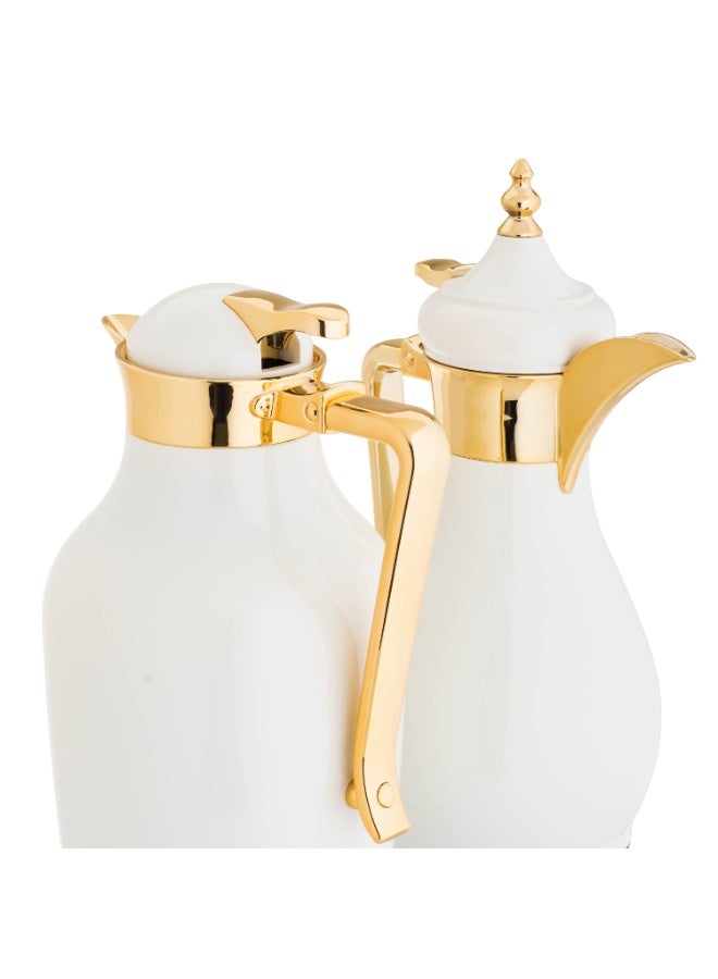 ALASKA Al Joud Thermos Set for Tea and Coffee with an Elegant Design in White With Gold - Image 3