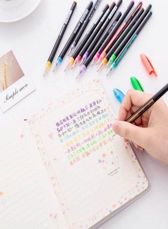 Corslet Set of 60 Pc : 48 Pc Neon Color Gel Pen & 12 Pc Fine & Broad Point Dual Tip Marker Combo Set Multicolor Stationery for Art, Journaling, School, Drawing, Highlighting, Adult Coloring & Office - Image 3