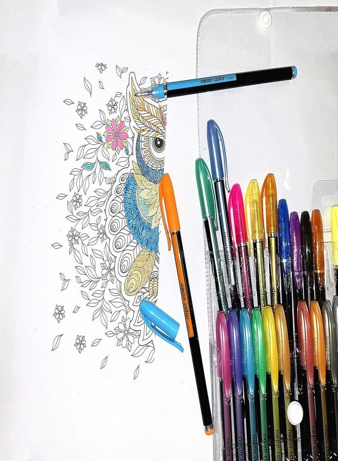 Corslet Set of 60 Pc : 48 Pc Neon Color Gel Pen & 12 Pc Fine & Broad Point Dual Tip Marker Combo Set Multicolor Stationery for Art, Journaling, School, Drawing, Highlighting, Adult Coloring & Office - Image 5
