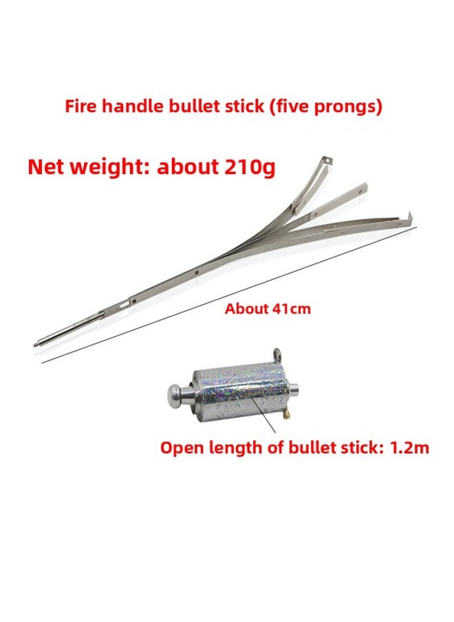 Five-prong Torch Stick Silver Color Lingering Hole Flame Stick Stage Magic Props-Color:Black Hole  - Image 4