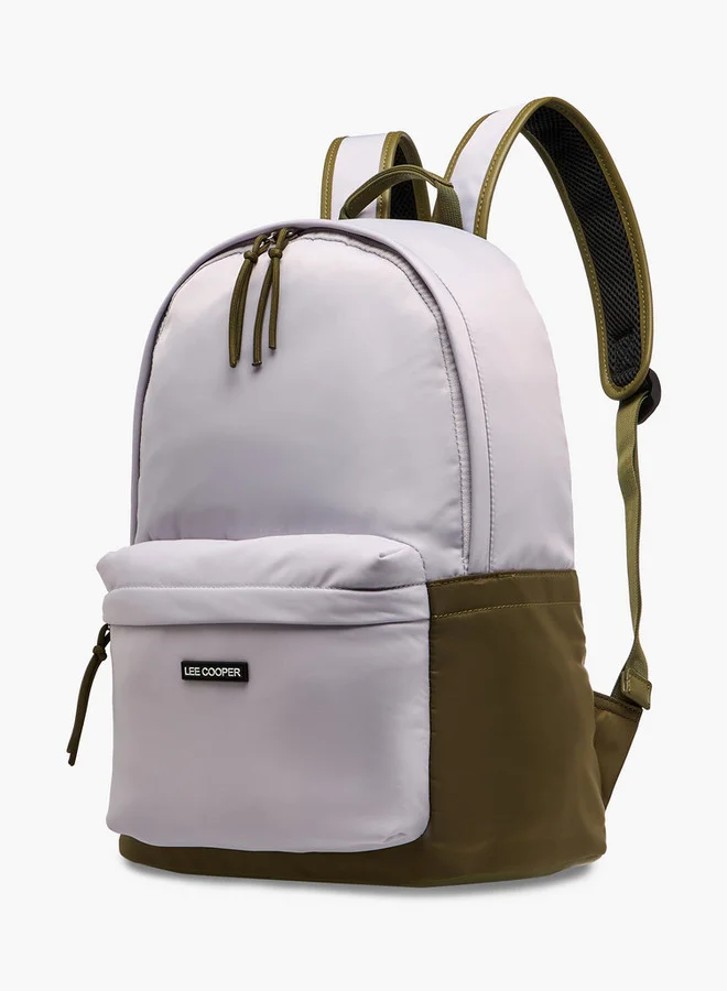 لي كوبر Colourblock Backpack with Adjustable Shoulder Straps and Zip Closure - 15x30x40 cm