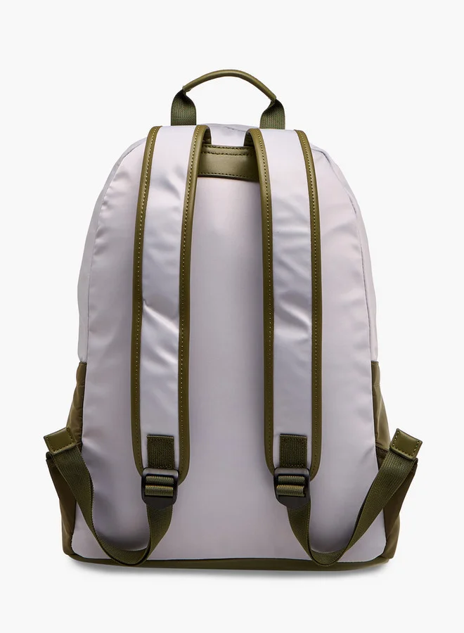 Lee Cooper Colourblock Backpack with Adjustable Shoulder Straps and Zip Closure - 15x30x40 cm