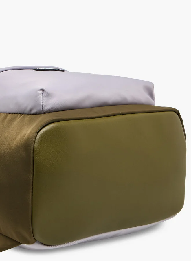 Lee Cooper Colourblock Backpack with Adjustable Shoulder Straps and Zip Closure - 15x30x40 cm