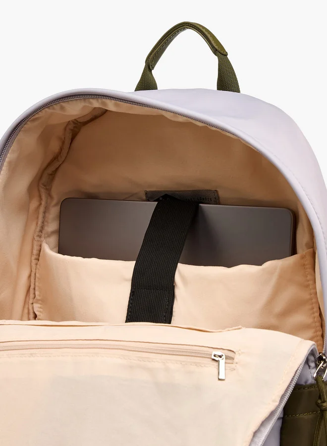 Lee Cooper Colourblock Backpack with Adjustable Shoulder Straps and Zip Closure - 15x30x40 cm