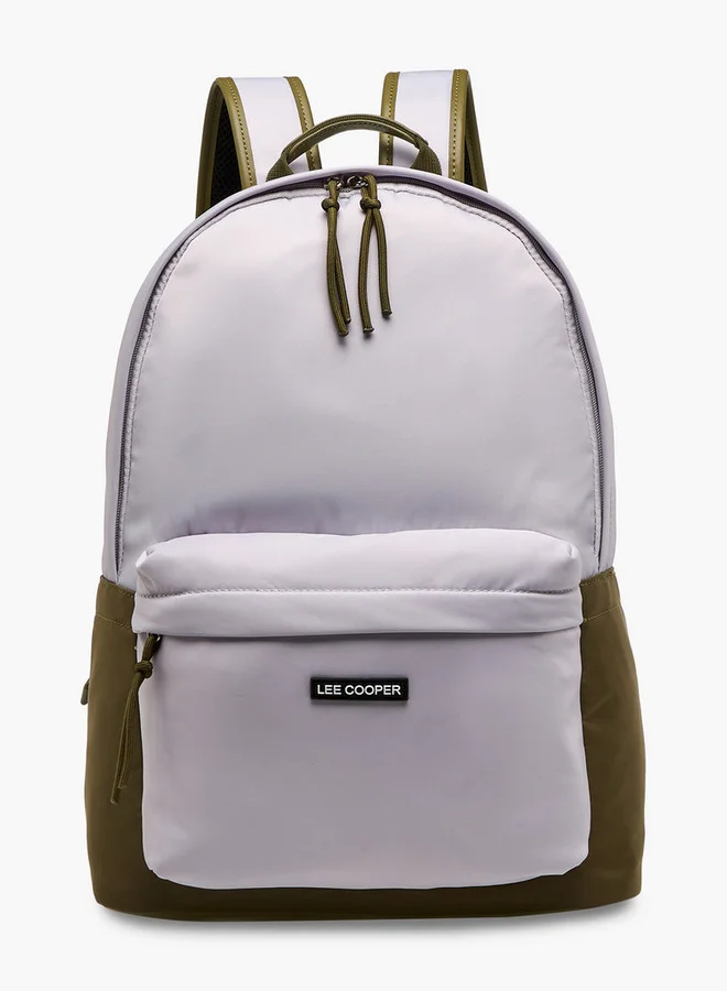 لي كوبر Colourblock Backpack with Adjustable Shoulder Straps and Zip Closure - 15x30x40 cm