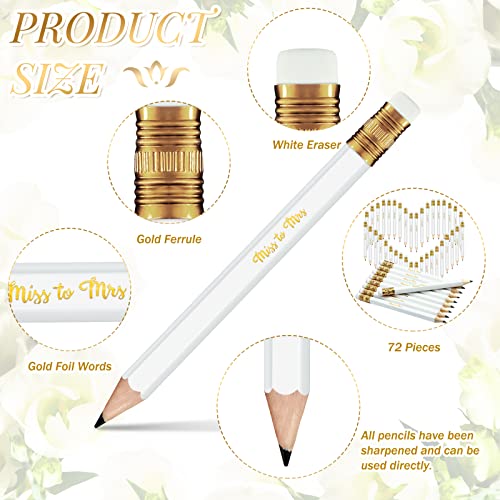 Chinco 72 Pieces Bridal Shower Game Pencils Wedding Pencils Pre Sharpened Mini Short 4 Inch Game Bridal for Wedding Shower Favors Presents Gifts Golf Classroom SchoolNovel - Image 3