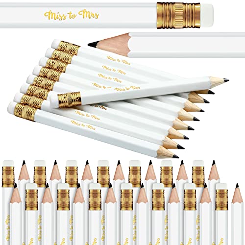 Chinco 72 Pieces Bridal Shower Game Pencils Wedding Pencils Pre Sharpened Mini Short 4 Inch Game Bridal for Wedding Shower Favors Presents Gifts Golf Classroom SchoolNovel - Image 1