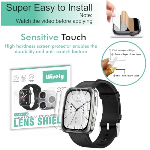 Wisely Pack 3 - Screen Guard Protector Compatible for Amazfit Active 2 Square Smartwatch, 1.75-inch, HD Clear, Full Coverage, Bubble-Free Installation Kit - Image 2