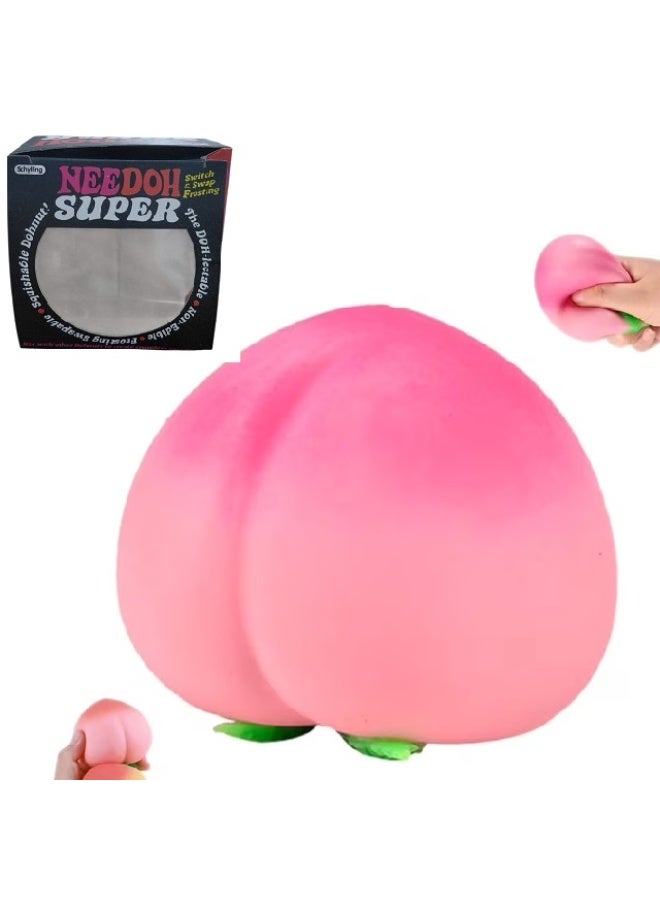 Needoh Peach Squishy Slow Rising Stress Relief Toy, Realistic Peach Shaped Fruit Squeezable Balls, Big Squeezable Peaches,Soft Flexible Fidget Toys Decompression Gift for Adults(Pink) - Image 1