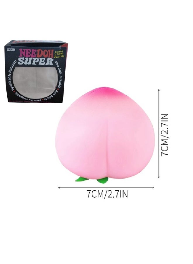 Needoh Peach Squishy Slow Rising Stress Relief Toy, Realistic Peach Shaped Fruit Squeezable Balls, Big Squeezable Peaches,Soft Flexible Fidget Toys Decompression Gift for Adults(Pink) - Image 2