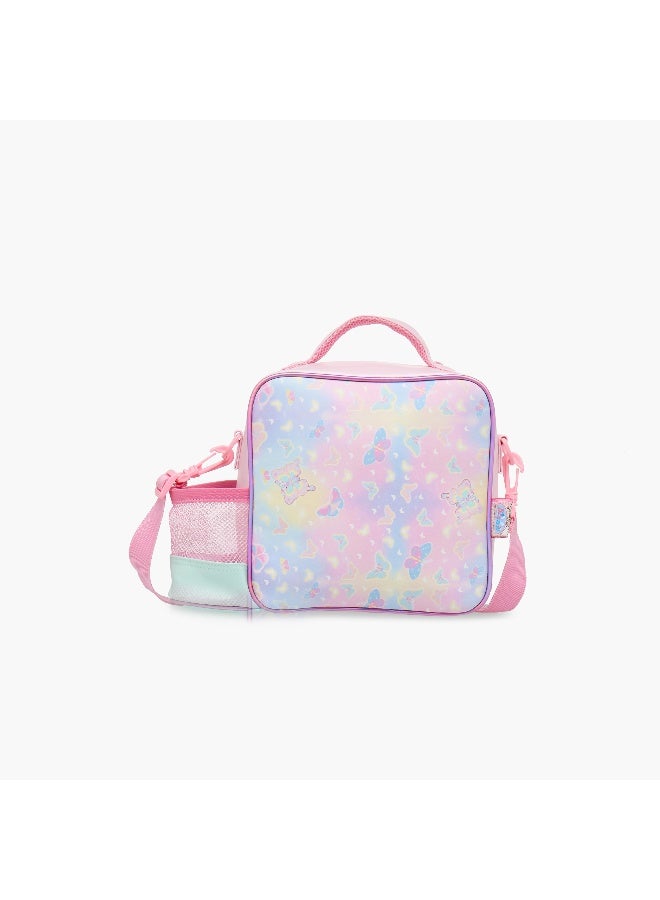Minmie My Butterfly- Lunch Bag-With Handle & Strap-Printed-Rectangle (Pvc) Pastel Pink \ 22x10x22 - Image 3