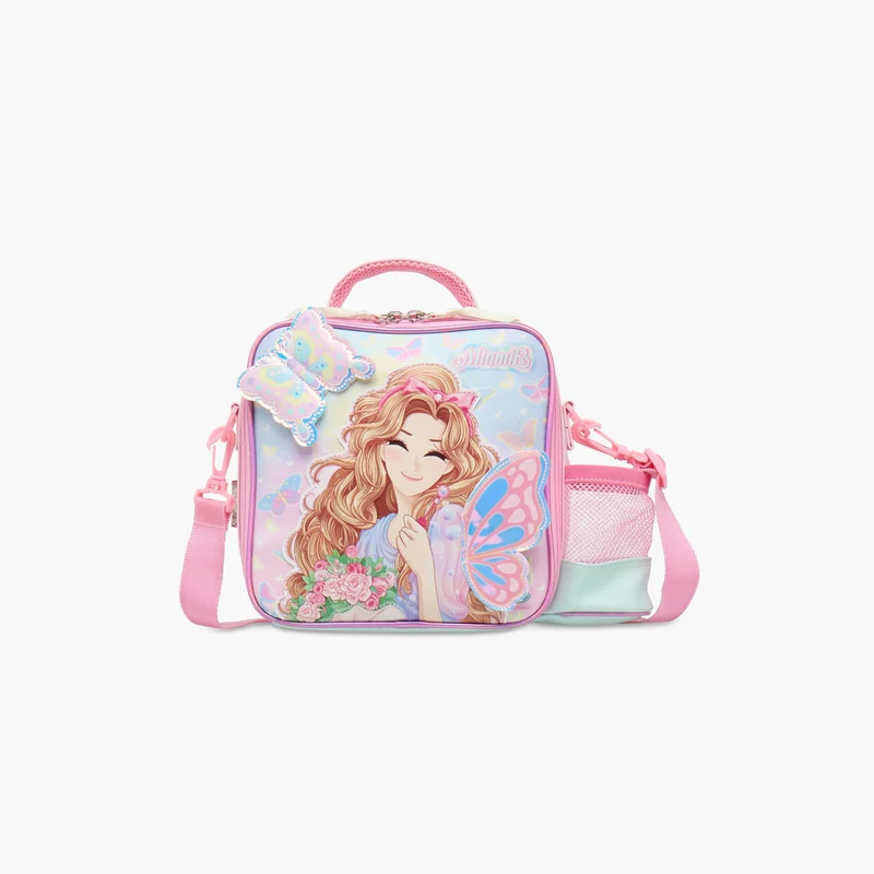 Minmie Minmie My Butterfly- Lunch Bag-With Handle & Strap-Printed-Rectangle (Pvc) Pastel Pink \ 22x10x22
