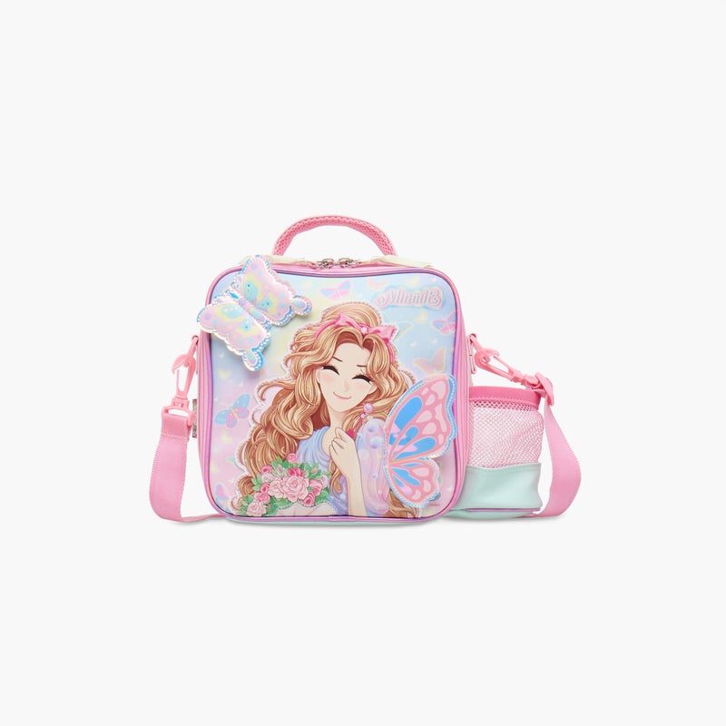 Minmie My Butterfly- Lunch Bag-With Handle & Strap-Printed-Rectangle (Pvc) Pastel Pink \ 22x10x22 - Image 1