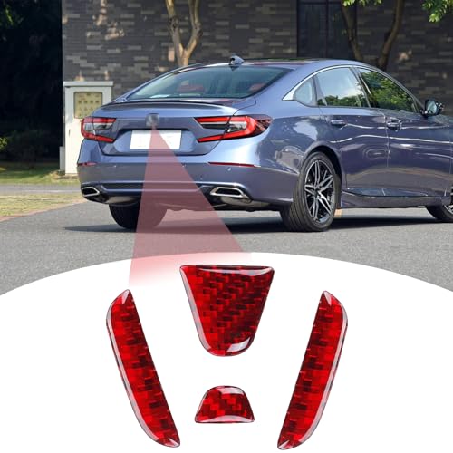 LANZMYAN Compatible with Car Rear Tailgate Emblem Logo Trim Accessories Carbon Fiber Emblem Badge Decal Cover Sticker for Honda Accord 10th Gen 2018-2024,Red - Image 2