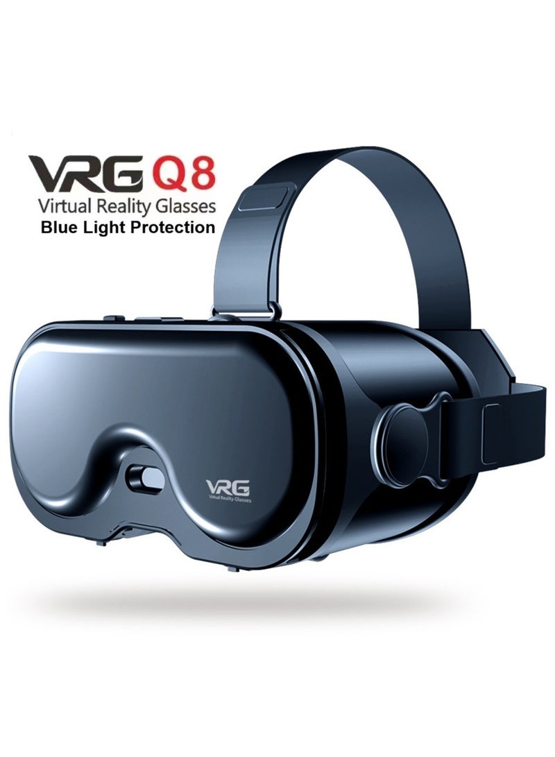 general VR Goggles VRG Q8 3D Virtual Reality VR Glasses, Blue Light Protection for Movies & Video Games Compatible with iOS & Android Smartphone within 5-7inch Screen Phone Eye Protected Soft & Comfortable Adjustable Distance Big Screen/ 3D Effect + Immersion /Full-Screen Vision, Full Screen, No Borders/ Immersive Games - Image 1