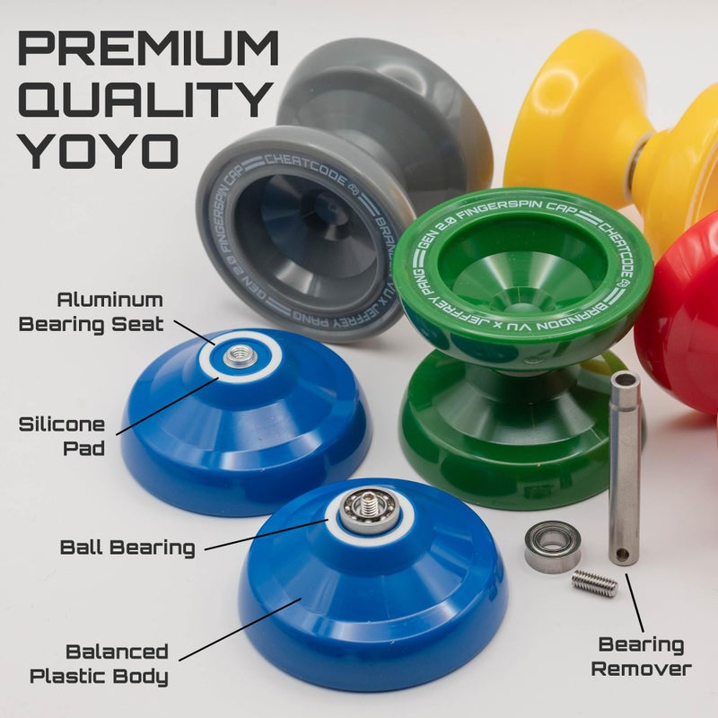 Cheatcode Yoyo by Brandon Vu | Master Fingerspin Tricks | A Responsive & Unresponsive Yo-yo for Kids, Teens & Adults | Great Yo Yo For Beginners | Extra Professional Ball Bearing Kit Included | Offset - Image 3