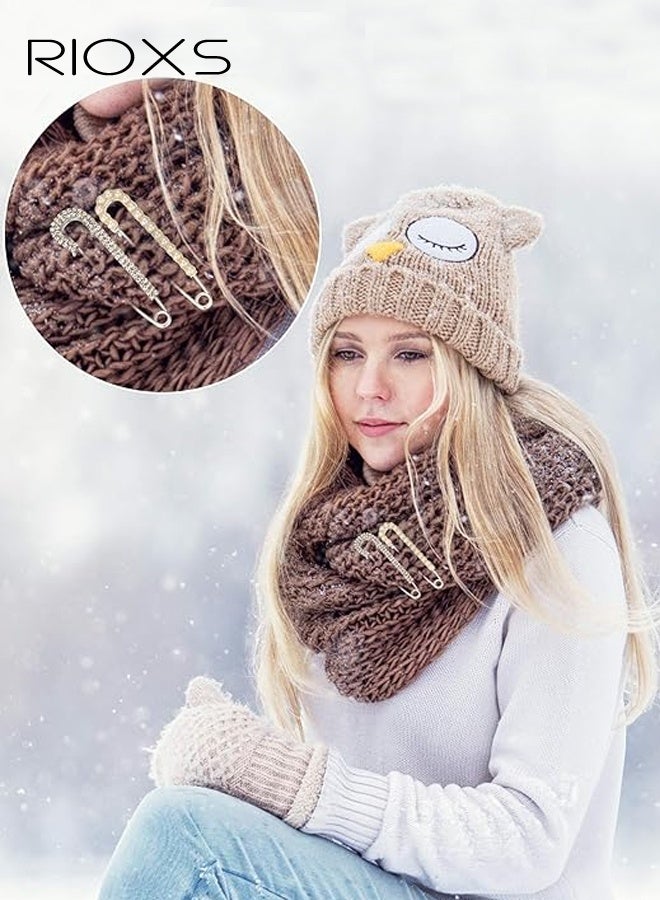 RIOXS 4 Pcs Women'S Brooch Pins, Dainty Faux Crystal Pearl Sweater Shawl Clips, Golden and Silver Safety Pins Dress Shirt Clips, Elegant Shawl Clips for Girls Clothing, Sweater Shirt Costume Dress Decoration Accessories - Image 2