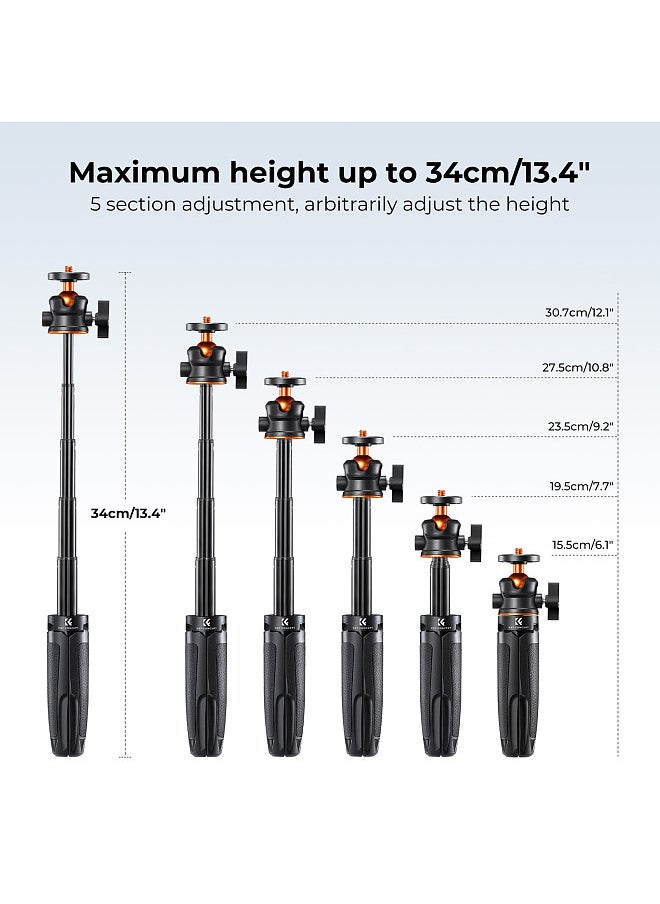 K&F Concept Portable Extendable Selfie Stick Tripod Aluminum Alloy 1/4 In Screw 2kg Load Capacity with Phone Holder Remote Shutter Replacement  - Image 3