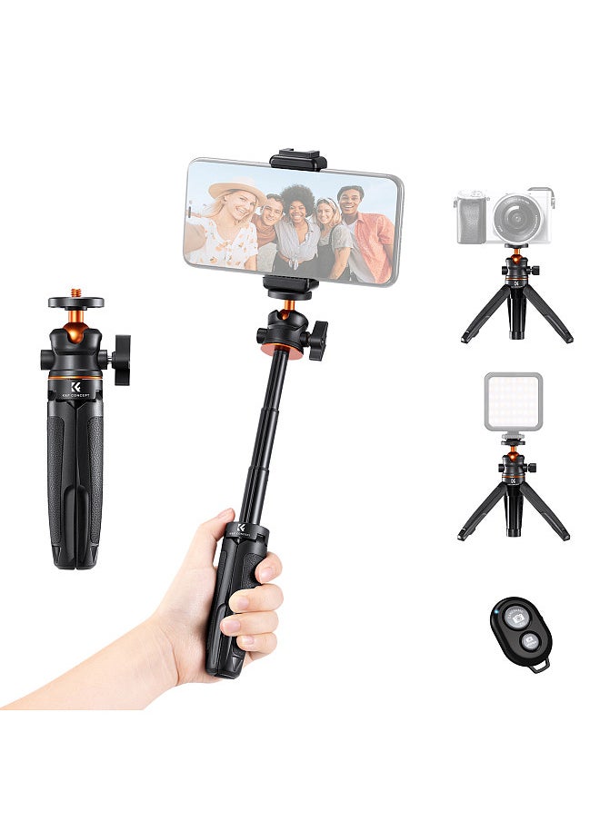 K&F Concept Portable Extendable Selfie Stick Tripod Aluminum Alloy 1/4 In Screw 2kg Load Capacity with Phone Holder Remote Shutter Replacement  - Image 1