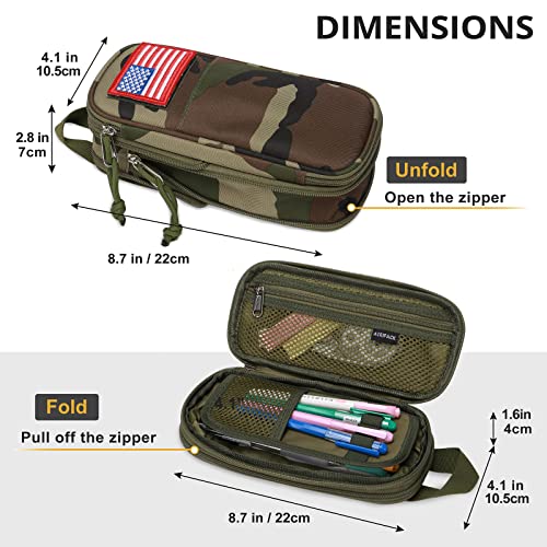 ATRIPACK Pencil Case Big Capacity High Large Storage Tactical Small Tool Pouch Bag Marker Pen Case Stationery Bag Travel Holder School College Office Organizer for Kids Men Women Adult Teens (Camo Green) - Image 3