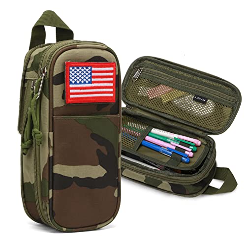 ATRIPACK Pencil Case Big Capacity High Large Storage Tactical Small Tool Pouch Bag Marker Pen Case Stationery Bag Travel Holder School College Office Organizer for Kids Men Women Adult Teens (Camo Green) - Image 1