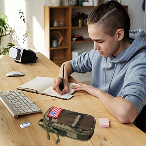 ATRIPACK Pencil Case Big Capacity High Large Storage Tactical Small Tool Pouch Bag Marker Pen Case Stationery Bag Travel Holder School College Office Organizer for Kids Men Women Adult Teens (Camo Green) - Image 2