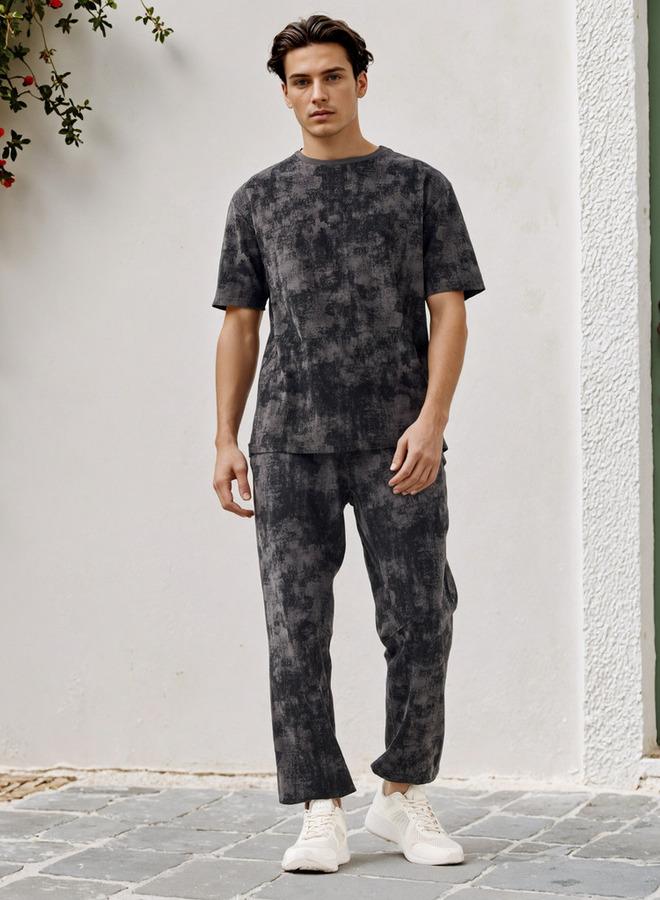 كابا تيشيرت كابا بياقة دائرية بنقوش - Image 2