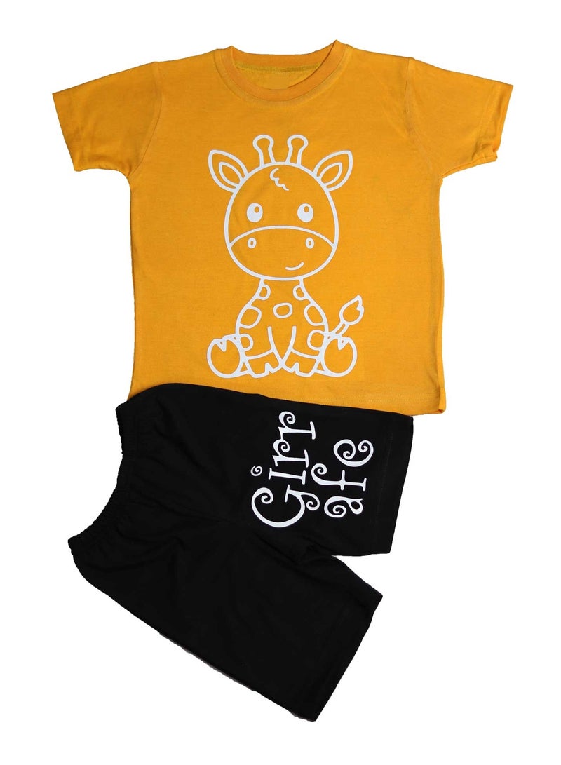 وان هاند بيجاما قطن اولادى صيفى - أصفر - Image 1