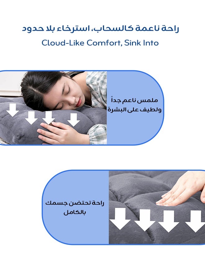 أوميني كرسي أرضي قابل للتعديل 14 وضعية، كرسي تخييم قابل للطي، مريح للألعاب والاسترخاء، وسادة سميكة، إطار فولاذي، رمادي - Image 2