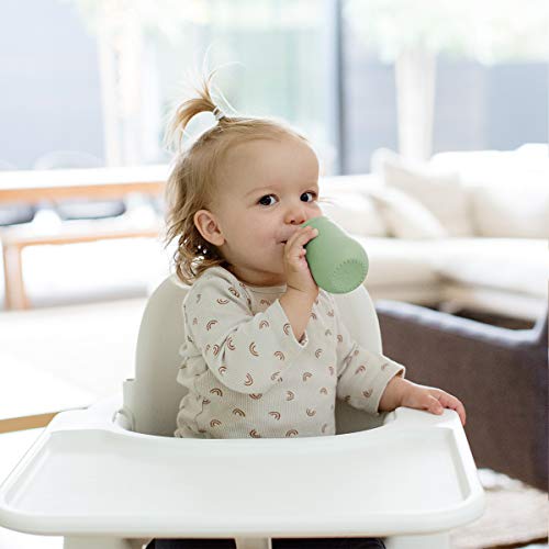 ezpz Mini Cup + Straw Training System (Sage) - 9 Months+ - 100% Silicone Training Cup for Infants + Toddlers - Designed by a Pediatric Feeding Specialist - Image 2