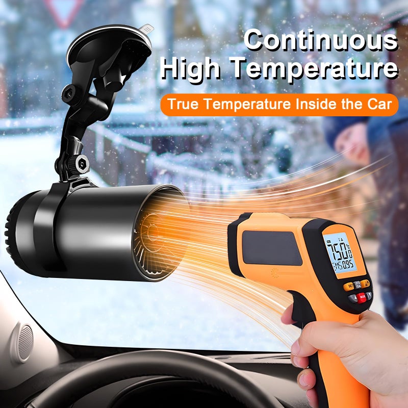 Elohei 12V Car Heater  150W 2 In 1 Fast Portable Fan Heater And Defroster For Car Windshield  Car Heater That Plugs Into Cigarette Lighter With Suction Holder For All Cars (Black) - Image 3