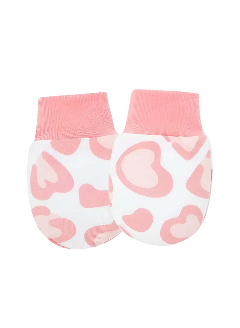 Bambimici Bambimici – Pink Heart Hat, Mittens & Booties Set