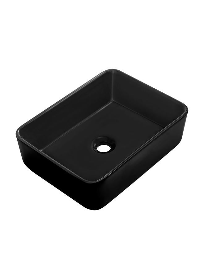 KARAMAG Black Vessel Sink,Rectangle 19"x15" Bathroom Sink Above Counter Porcelain Ceramic Small Sink Bowl Ceramic Vessel Sinks for Bathrooms - Image 2