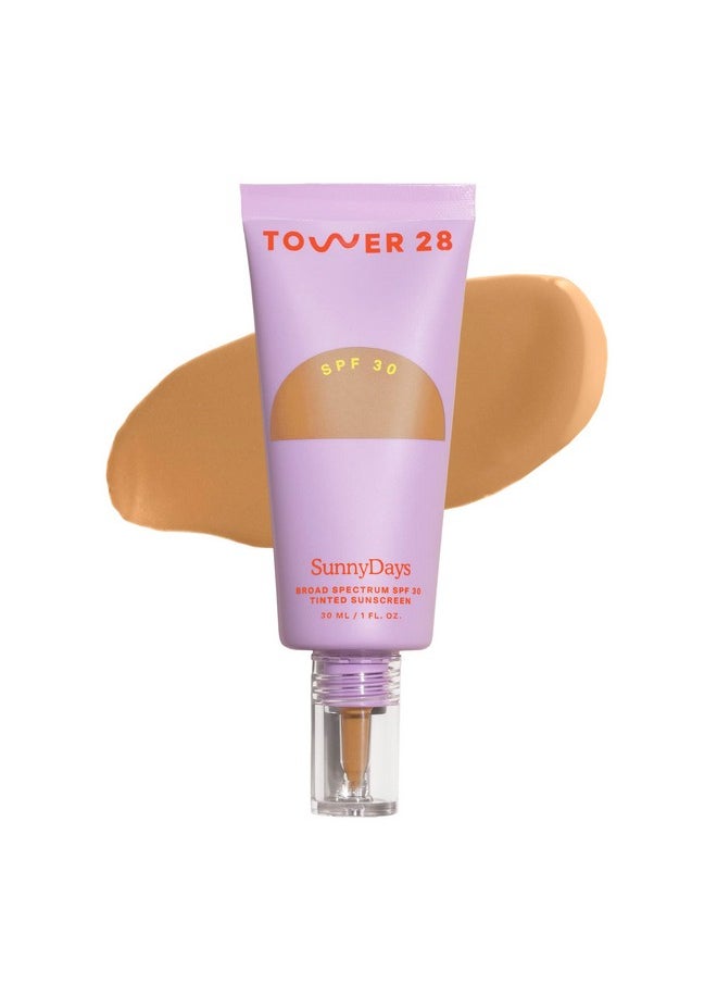 TOWER 28 Beauty Sunnydays Spf 30 Tinted Mineral Sunscreen For Sensitive Skin 2In1 Facial Broad Spectrum Uva/Uvb Protection + Foundation Shade 30 Pch 1 Fl Oz  - Image 1