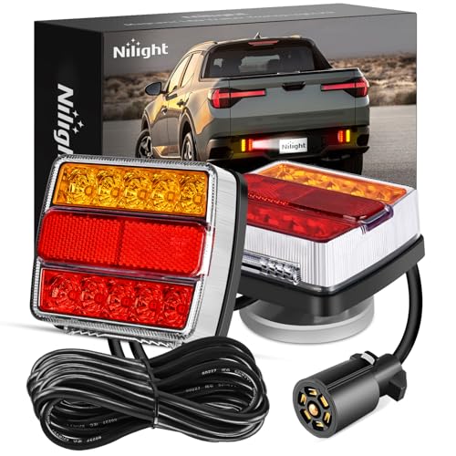 Nilight مجموعة أضواء سحب مقطورة LED مغناطيسية من نيللايت مع كابل بطول 24 قدم وموصل 7 دبابيس لأضواء التوقف والانعطاف واللوحة على شاحنات RV وبيك أب وقوارب بحرية (نظام 5 أسلاك) - Image 1