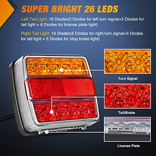 Nilight مجموعة أضواء سحب مقطورة LED مغناطيسية من نيللايت مع كابل بطول 24 قدم وموصل 7 دبابيس لأضواء التوقف والانعطاف واللوحة على شاحنات RV وبيك أب وقوارب بحرية (نظام 5 أسلاك) - Image 2